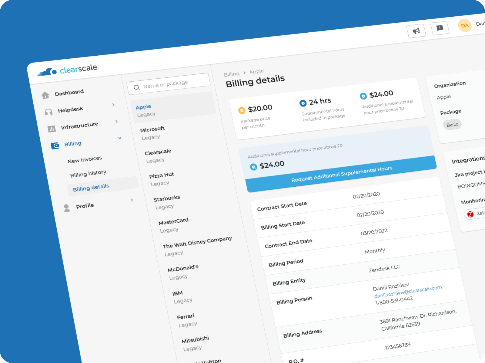 ClearScale MSP billing details